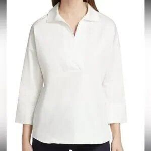 Elie Tahari Women's Split Neck Poplin Blouse XS